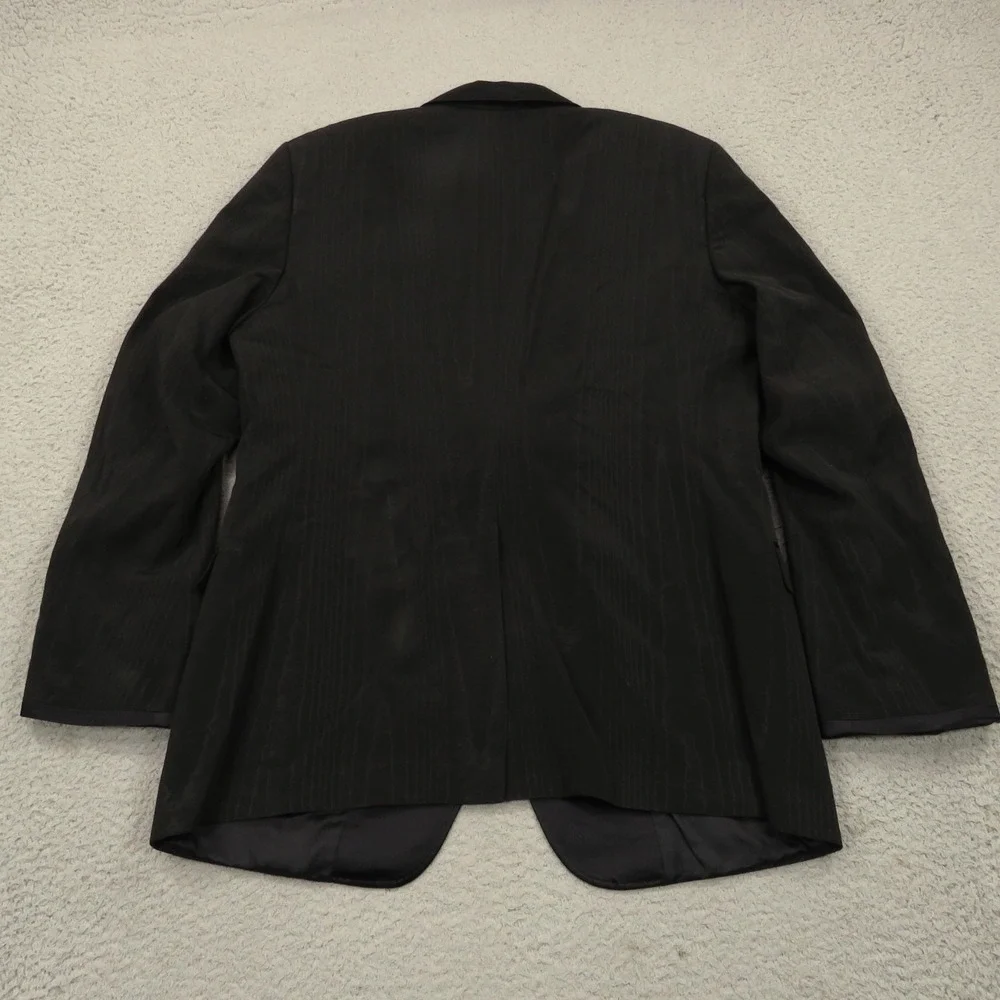 Dolce & Gabbana Blazer 42R Silk Woodgrain Print Tuxedo Jacket Black